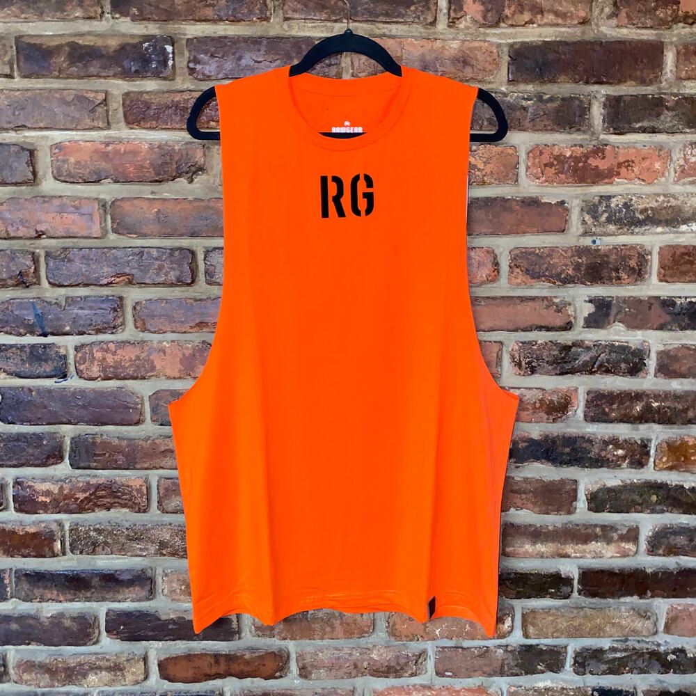 NWT RawGear Orange Red Low Cut Sleeveless Muscle Tank Top Men's Size XXL